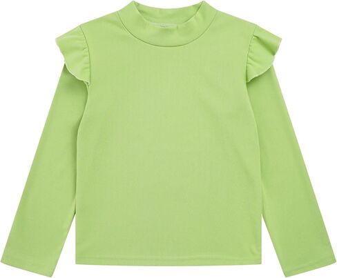Thermal Tops for Girls Long Sleeve Undershirts Fleece Lined Underwear Solid Color Basic Layering T-Shirt in Saudi Arabia