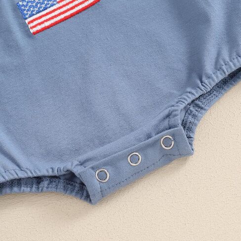 4th of July Baby Outfit Infant Boy Girl Bubble Romper USA Embroidery Short-Sleeve Crewneck One-Piece Holiday Outfit in Saudi Arabia