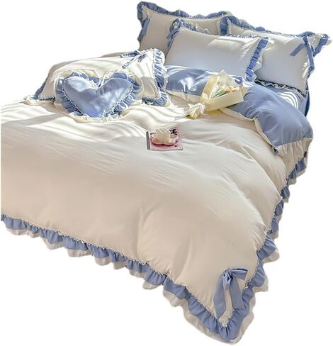 Bed Sheets Set, Four Seasons Universal Cotton Bedding Set, Princess Style Home high-end Bed Sheet Quilt Cover Pillowcase Four-Piece Set(6,1.8m bed-4pcs) in Saudi Arabia