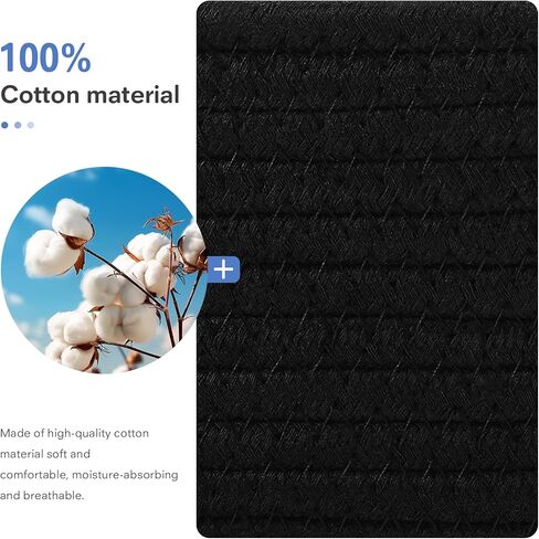 مجموعة سلة التخزين من 5 - سلال حبل قطنية مع مقابض جلدية - سلة منسوجة صغيرة للتنظيم أو الحضانة أو أرفف الحمام أو ديكور غرفة النوم (أبيض) in Kuwait