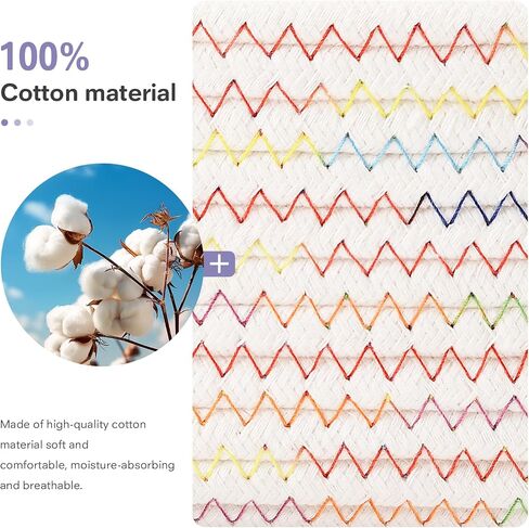 ECDYQXVU Small Woven Storage Baskets Cute Cotton Rope Basket Set 5 Pack | 5 Sizes Set, Leather Handles, Keeps Shape, Easy to Clean, Living Room, Bathroom, Drawer Organizer, Socks, Cosmetics, Decor in Kuwait