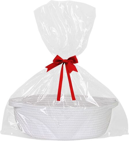 سلال صغيرة للهدايا فارغة ، 13 "× 9" × 5 "سلة هدايا منسوجة مع حقيبة وشريط ، حبل القطن أطفال الكلب الكلب صندوق صندوق ، منظم حضانة الطفل لطيف ، تخزين مزخرف مع مقابض (أسود) in Kuwait