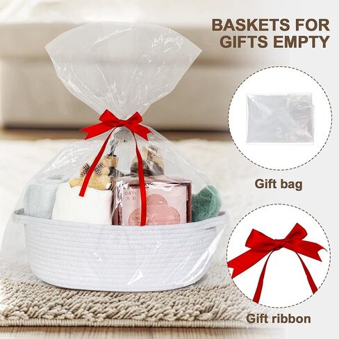 سلال صغيرة للهدايا فارغة ، 13 "× 9" × 5 "سلة هدايا منسوجة مع حقيبة وشريط ، حبل القطن أطفال الكلب الكلب صندوق صندوق ، منظم حضانة الطفل لطيف ، تخزين مزخرف مع مقابض (أسود) in Kuwait