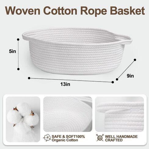 سلال صغيرة للهدايا فارغة ، 13 "× 9" × 5 "سلة هدايا منسوجة مع حقيبة وشريط ، حبل القطن أطفال الكلب الكلب صندوق صندوق ، منظم حضانة الطفل لطيف ، تخزين مزخرف مع مقابض (أسود) in Kuwait