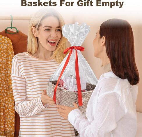 3 Pack Small Storage Baskets for Organizing, Cute Woven Decorative Gift Baskets for Shelves, Mini Closet Organizer Bins with Handles, 11.81''Lx7.87''Wx4.72''H-Brown in Kuwait