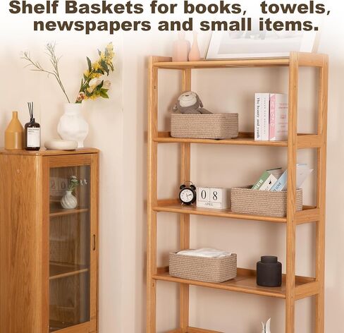 3 Pack Small Storage Baskets for Organizing, Cute Woven Decorative Gift Baskets for Shelves, Mini Closet Organizer Bins with Handles, 11.81''Lx7.87''Wx4.72''H-Brown in Kuwait