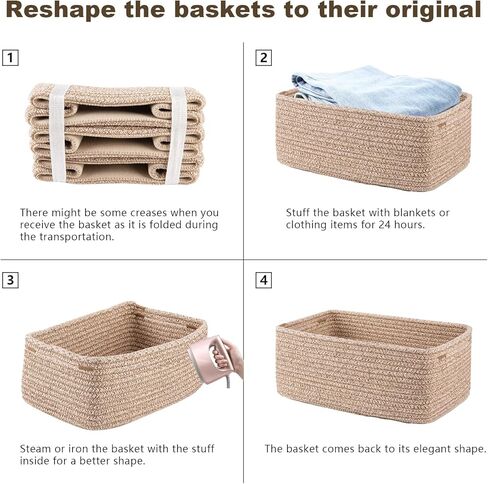 3 Pack Small Storage Baskets for Organizing, Cute Woven Decorative Gift Baskets for Shelves, Mini Closet Organizer Bins with Handles, 11.81''Lx7.87''Wx4.72''H-Brown in Kuwait