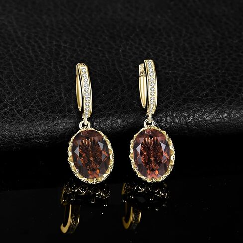 JewelryPalace Huge 7.2ct Oval Shape Natural Smoky Quartz Dangle Drop Earrings for Women, 14K White Yellow Rose Gold Plated 925 Sterling Silver Huggie Hoop Earrings, Natural Gemstone Jewelry Sets in Saudi Arabia