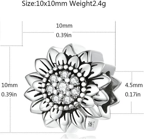 Sunflower Charm 925 Sterling Silver Sun Charm Flower Charm Love Gift Charm for Pandora Charm Bracelet in Kuwait