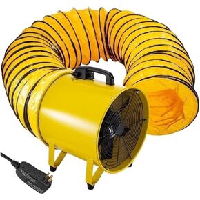 Centrifugal Air Blower Portable Ventilation Fan 12in 16in Utility Blower W/ 5-Meter Blower Hose For Limited Access Areas Crawl Spaces Factories Plumbing, Home Use(Fan Diameter 16 in)