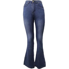 Flare Bell Bottom Jeans for Women High Waisted Stretch Wide Leg Denim Pants Classic Slimming Retro Comfy Jean