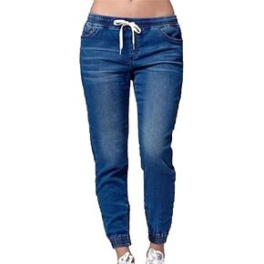 Maiyifu-GJ Women's Elastic Waist Denim Joggers Jeans Casual Drawstring Stretch Jeans Skinny Workout Jean Trousers Leggings