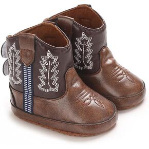 Baby Cowboy Boots Western Boots Toddler Cowboy Bootie Soft Sole Non-Slip Crib Shoes for Infant Boys Girls 0-18 Months