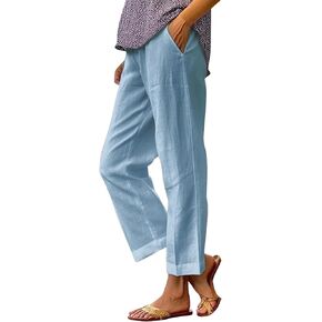 Leggings with Pockets for Women Pants Long Drawstring Linen Women Waist High Waisted Wide Leg Long Lounge Trousers