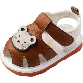 Childrens Bear Leather Foam Sandals Baby Boys Girls Hook Loop Flat Wide Barefoot Shoes Summer Outdoor Casual Water Shoes