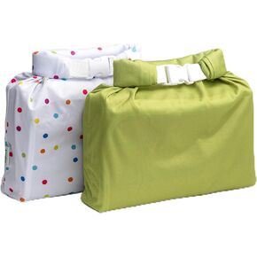 Set of 2 Water Resistant Wet Bags for Storing Laundry or Cloth Diapers Travel Size Wet Bag Daycare Beach Pool Wet Swimsuit Roll Top for Air Tight Odor Contained Washable Reusable (Polkadots)