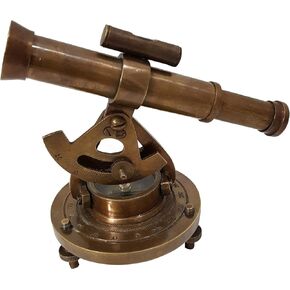 Antique Brass Nautical Alidade Telescope with Compass Surveying Theodolite Marine Collectable Item for Home Office and Table Decor