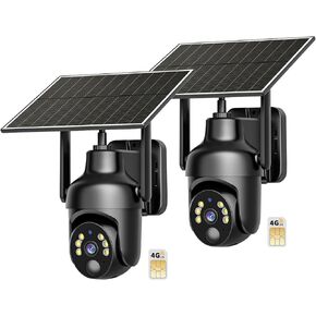 4G LTE Cellular Security Camera with Unlimited Data Plan, 2K Color Night Vision, 360° Live View, Motion Alerts, Remote Access, Solar No WiFi Security Camera for Outdoors (Jobsite, Farm etc.)