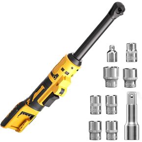 3/8" Extended Cordless Ratchet Wrench Compatible with Dewalt 20V Batteries | 60Ft-lbs Torque & 6" Extended Neck for Tight Spaces For Automotive Repair & DIY | Electric Power Ratchet​ (Tool Only）