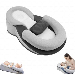 Baby Wedge Pillow for Newborn Reflux, Keesley Baby Lounger Wedge Pillow (Grey*B)