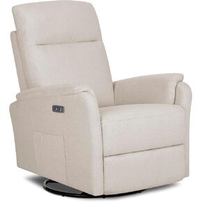 Evolur Noah Power Recline Glider with 275-Degree Swivel, Power Recline, Plush Padded Armrests, FSC Certified, in Fog Grey