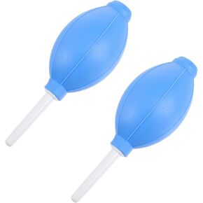 2Pcs Blue Air Blower Pump Dust Cleaner Tool Silicone Oval Shaped Dust Blower with Short Nozzles for Camera Phone Keyboard and Watch Cleaning Portable and