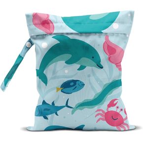 Wet Bag for Swimsuit Pool Travel Baby Cloth Diapers Dirty Yoga Gym Clothes Beach Bags Summer Gifts for Women Men Beach Vacation Essentials Sea Blue Waterproof Wet Dry Bag Travel Laundry Bags