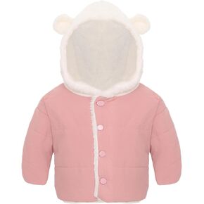 Baby Girls Fleece Outerwear Jacket Toddler Hooded Long Sleeve Button Thick Winter Coat