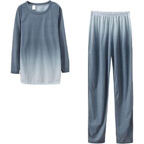 Lastesso Women's Loungewear Sets Fashion Gradient Color Lounge Wear Soft Round Neck Pullovers Tops Wide Leg Long Pants Suits