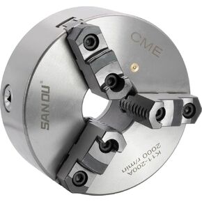 CME 8" 3-Jaw Self-Centering (Scroll) Lathe Chuck, Plain (Flat) Back, Two-Piece Reversible Jaws