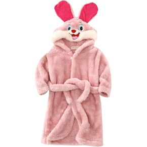 Toddler Little Boys Girls Hooded Bath𝐫obe Warm Flannel Spa 𝗥obe Bunny Ear 𝐍ightgown Fleece 𝐏ajamas 𝐏js