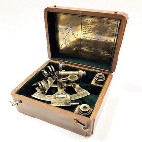 Antique Brass Sextant Kelvin & Hughes London Maritime Nautical Sextant Double Telescopes Marine Astrolabe Boat Ship Instruments in Wooden Box