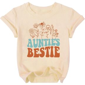 طفل عمة Bestie Beste Baby Compley الجنس المحايدة Baby Boy Letters T-Shirt Summer Pullover Short Sleeve الزي