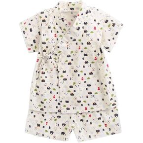 Infant Toddler Baby Bathrobe Pajamas Short Sleeved Home Clothes Newborn Summer Models Daily Big Kids Footed Pajamas Boys