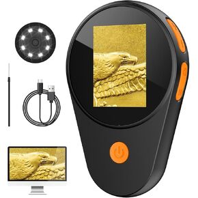 Microscope Magnifying Glass for Kids and Adults: Portable Handheld Digital Microscope with Light - 100X Pocket Jewelers Loupe with 2" Screen - USB Mini Coin Collectors Magnifier for Windows Mac OS
