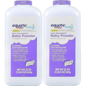 Equate Pure Cornstarch Baby Powder with Lavender and Chamomile 22 oz, 2-Pack
