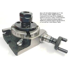 Rotary Table 3"/80 mm with ER-20 Collet Adapter for Instant Milling Machine Engineering Tools