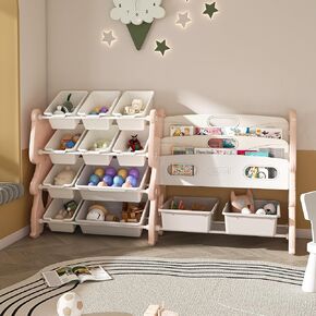 Toy Storage Organizer with 12 Removable Bins, Toy Storage for Toddlers Ideal for Kids Room, Playroom, Nursery Room, White
