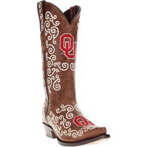 Vaccari Women's Claire Genuine Leather NCAA League & Scroll Embroidery Snip Toe Cowgirl Boots in Kuwait