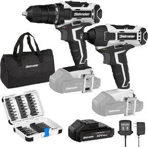 20V Cordless Drill and Impact Driver, Power Tool Combo Kit with 33Pcs Accessories, Perfect for wall hanging, Home improvements and for Beginners easy hand DIY Projects with anti slip Grips