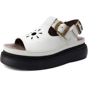 Flower Platform Sandals for Women – Open Round Toe T-Strap with Adjustable Buckle – Summer Comfort Walking Shoes in Fisherman Style