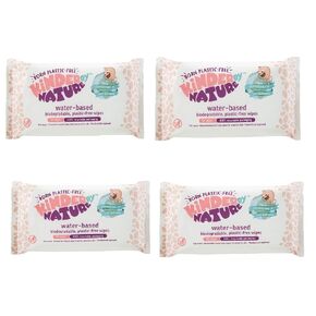 Kinder by Nature Water-Based Baby Wipes - 100% Biodegradable & Compostable, 224 Count (4 Packs of 56) - 99% Water, Plastic-Free Wipes