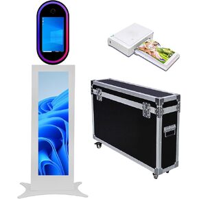 Portable Photo Booth with 13.3" Touch Screen, 37" LCD Selfie Photo Booth for Wedding/Party/Corporate Events, DSLR Photobooth Machine with Flight Case (White, Photo Booth)