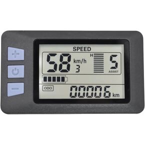 P3H الدراجة الكهربائية شاشة LCD Displate Meter Dashboard 24V 36V 48V 60V للدراجات البخارية الكهربائية (6Pin) أسود