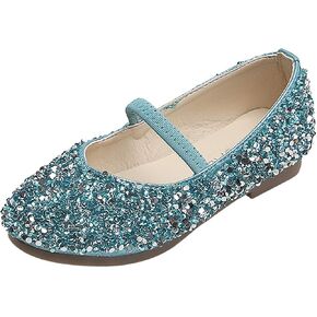 Girls Toddler Dress Princess Shoes Glitter Little/Big Kids Mary Jane Ballet Flat Low Heels for Party Wedding