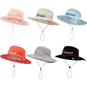 Custom Baby Sun Hat, Personalized Embroidered Baby Bucket Hat with Name, Wide Brim Toddler Beach Hat UPF50+ for Boys Girls
