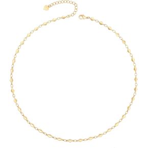Single Cultured Pearl Choker 18K Gold Chain White Bead Necklace Layering Minimalist Jewelry for Women 15’’ in Kuwait