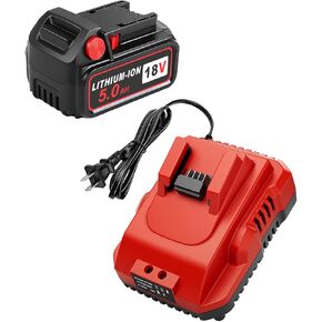 1-Pack 18V 5.0Ah Replacement for Milwaukee M-18 Battery and 1 Charger