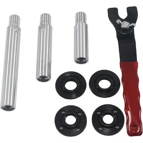 5/8"-11 Angle Grinder Extension Shaft Rotary Connecting Rod with Adjustable Angle Grinder Pin Wrench Lock-Nut Spanner and Flange Nut kit (Pack of 8)