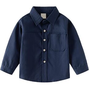 Toddler Baby Boys Formal Pique Polo Shirt Long Sleeve Classic Button Down Collared Solid School Uniform Undershirts